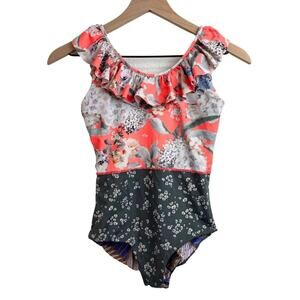 Maaji Reversible One piece Floral Pattern in Gray, Orange, Purple Size 14